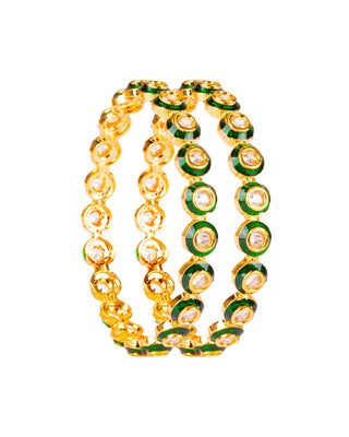 Kisha Meenakari  Green Color AD Bangles