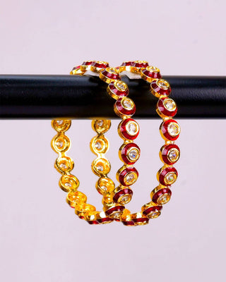 Kisha Meenakari  Red Color AD Bangles Side  Hanger