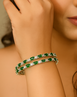 Lavanya Party Wear AD Bangles - AD Bangles | Model Wearing View | Buy Online India | Zevarly