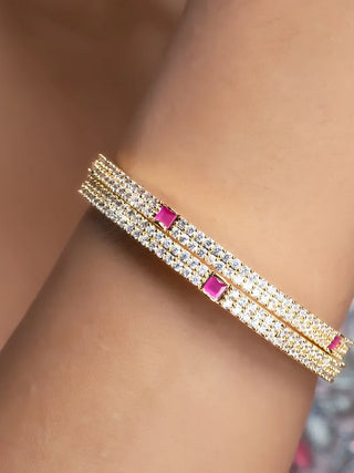 Lavina Gold Shine Kada - AD Bangles | Model Wearing View | Buy Online India | Zevarly