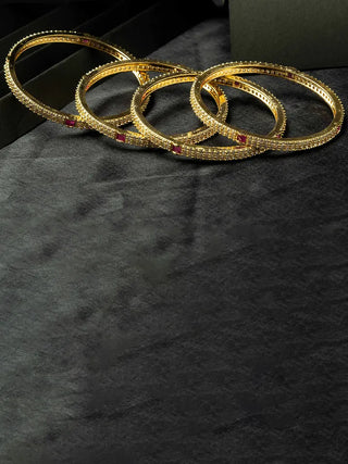 Lavina Gold Shine Kada - AD Bangles | Stone Detail View | Buy Online India | Zevarly
