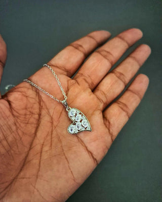 Laxmi Silver Plated Anti Tarnish Pendant Set - AD Pendant Set | Full Set View | Buy Online India | Zevarly