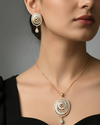 Liraya Timeless Beauty Pendant Set - AD Pendant Set | Main Product View | Buy Online India | Zevarly