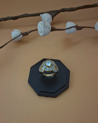 Liza Specific AD Stone Ring - American Diamond Ring | Front Close-Up | Buy Online India | Zevarly
