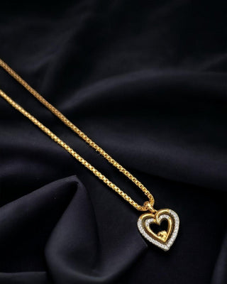 Lovely Locket with Chain - AD Pendant Set | Main Product View | Buy Online India | Zevarly