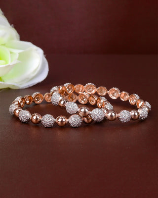 ROMISHA AMERICAN DIAMOND ROSE GOLD BANGLES - Zevarly