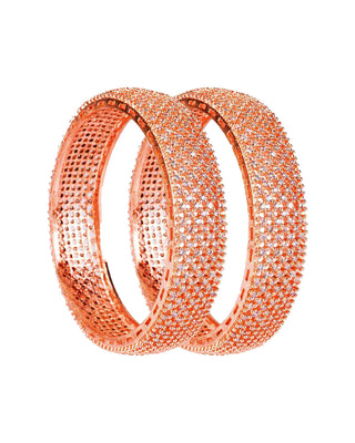 Alika Stylish Rose Gold Plated AD Bangles - Zevarly