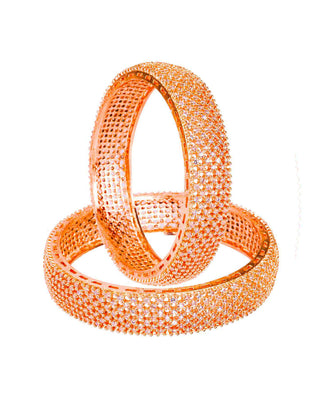 Alika Stylish Rose Gold Plated AD Bangles - Zevarly