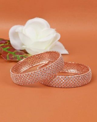 Alika Stylish Rose Gold Plated AD Bangles - Zevarly