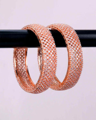 Alika Stylish Rose Gold Plated AD Bangles - Zevarly