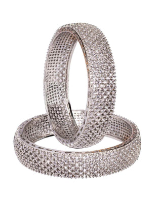 Alika Stylish Silver Plated AD Bangles - Zevarly