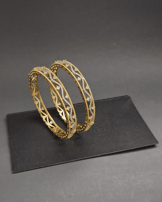 Mahika Gold-Plated Bangles - AD Bangles | Side Angle View | Buy Online India | Zevarly