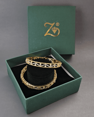 Mahika Gold-Plated Bangles - AD Bangles | Side Angle View | Buy Online India | Zevarly