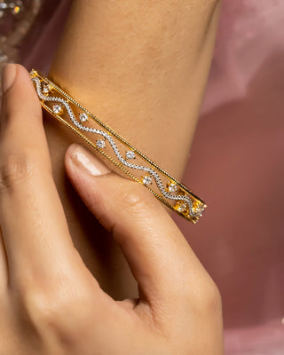 Snake Flow with Sparkle CZ Diamonds Bangles - Mahika