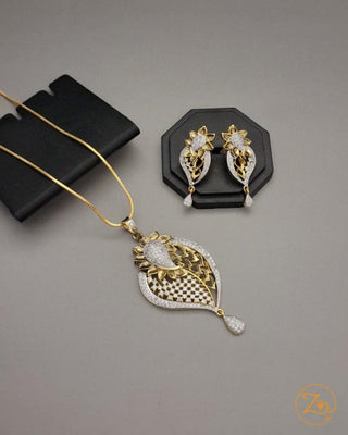 Majestic Pendant Set - AD Pendant Set | Full Set View | Buy Online India | Zevarly