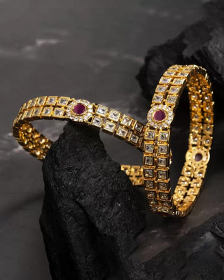 Mandana Kundan Princess AD Bangle - AD Bangles | Side Angle View | Buy Online India | Zevarly