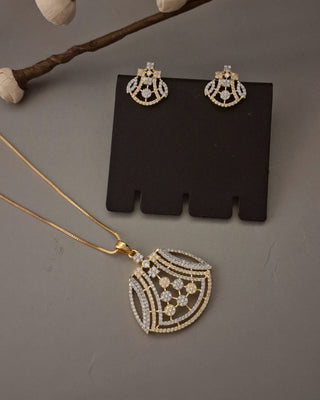 Maya Crystal Embellishments Pendant Set - AD Pendant Set | Set Full View | Buy Online India | Zevarly