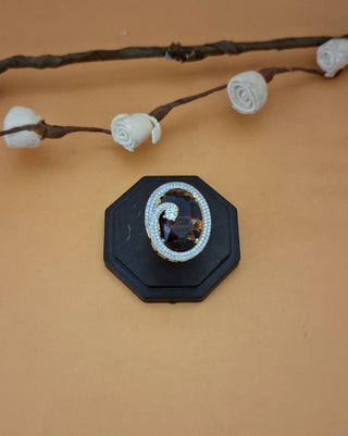 Meeram American Diamond Stone Ring - American Diamond Ring | Front Close-Up | Buy Online India | Zevarly