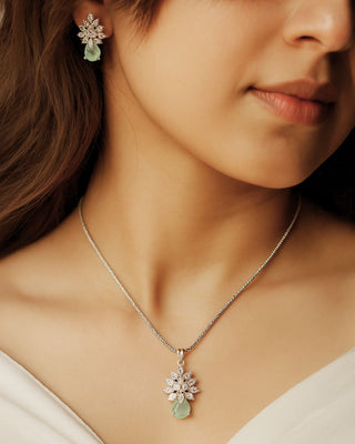 Megha AD Pendant Set GJ - AD Pendant Set | Full Set View | Buy Online India | Zevarly