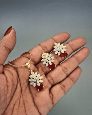 Megha AD Pendant Set GJ - AD Pendant Set | Full Set View | Buy Online India | Zevarly