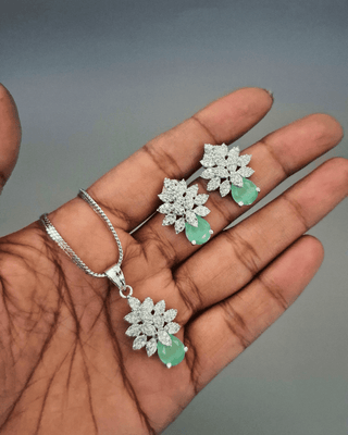 Megha AD Pendant Set GJ - AD Pendant Set | Full Set View | Buy Online India | Zevarly