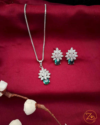 Megha AD Pendant Set GJ - AD Pendant Set | Full Set View | Buy Online India | Zevarly