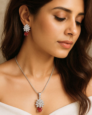 Megha AD Pendant Set GJ - AD Pendant Set | Full Set View | Buy Online India | Zevarly