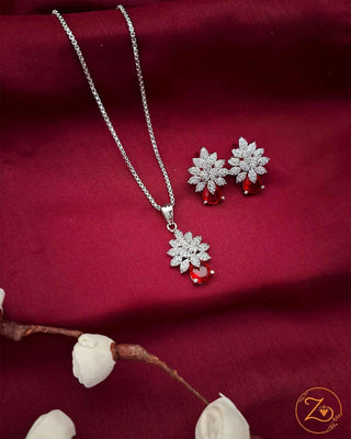 Megha AD Pendant Set GJ - AD Pendant Set | Full Set View | Buy Online India | Zevarly