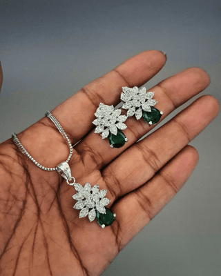 Megha AD Pendant Set GJ - AD Pendant Set | Full Set View | Buy Online India | Zevarly