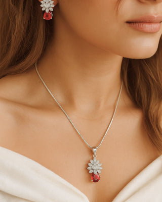 Megha AD Pendant Set GJ - AD Pendant Set | Full Set View | Buy Online India | Zevarly