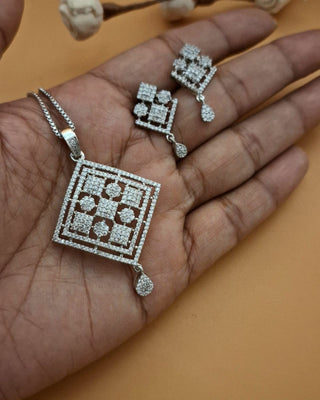 Megha Rarity Pendant Set - AD Pendant Set | Set Full View | Buy Online India | Zevarly