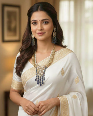 Mehak Grand Festive Blue Necklace Set - AD Necklace Set | Main Product View | Buy Online India | Zevarly