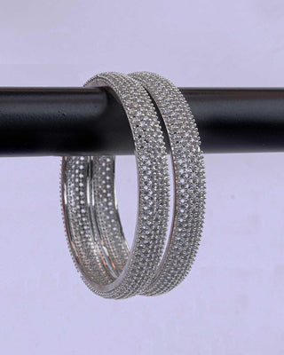 Miley Cubic Zirconia Bangles - AD Bangles | Side Angle View | Buy Online India | Zevarly