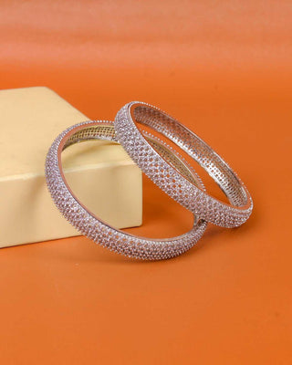 Miley Cubic Zirconia Bangles - AD Bangles | Side Angle View | Buy Online India | Zevarly
