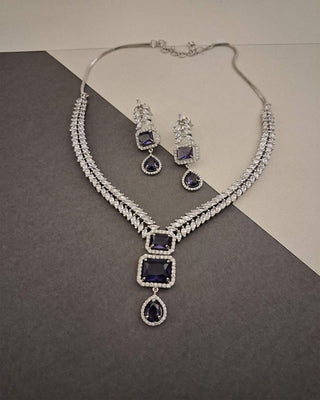 Zevarly Nina American Diamond Necklace Set