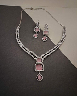 Zevarly Nina American Diamond Necklace Set