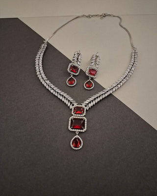 Zevarly Nina American Diamond Necklace Set