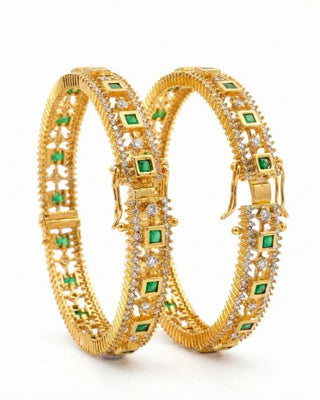 Nayra Elegant CZ Bangles - AD Bangles | Side Angle View | Buy Online India | Zevarly