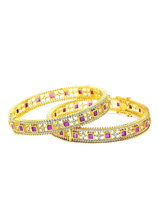 Nayra Elegant CZ Bangles - AD Bangles | Side Angle View | Buy Online India | Zevarly