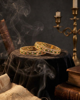 Nayra Elegant CZ Bangles - AD Bangles | Side Angle View | Buy Online India | Zevarly