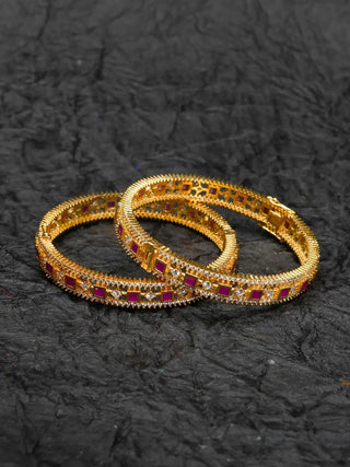 Nayra Elegant CZ Bangles - AD Bangles | Side Angle View | Buy Online India | Zevarly