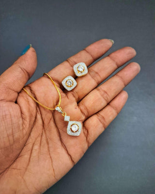 Neha Gemstone Pendant - AD Pendant Set | Detail Close-Up | Buy Online India | Zevarly