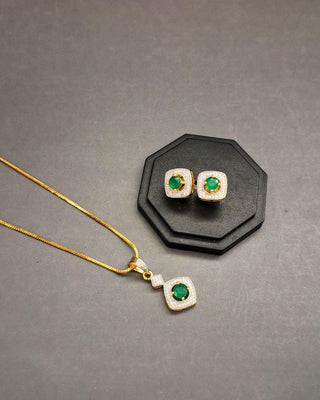Neha Gemstone Pendant - AD Pendant Set | Main Product View | Buy Online India | Zevarly