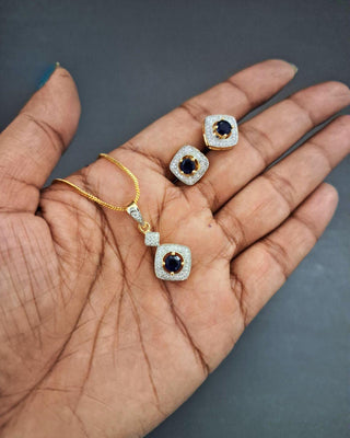 Neha Gemstone Pendant - AD Pendant Set | Detail Close-Up | Buy Online India | Zevarly