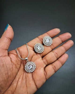 Neha Pendant Set - AD Pendant Set | Full Set View | Buy Online India | Zevarly
