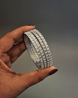 Nikita Princess CZ 4 pcs Bangles Set - AD Bangles | Side Angle View | Buy Online India | Zevarly