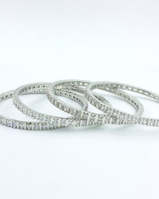 Nikita Princess CZ 4 pcs Bangles Set - AD Bangles | Side Angle View | Buy Online India | Zevarly