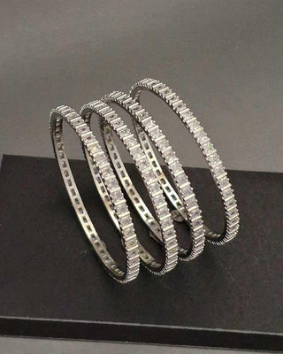 Nikita Princess CZ 4 pcs Bangles Set - AD Bangles | Bangle Set Close-Up | Buy Online India | Zevarly