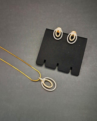 Nisha Moon Pendant - AD Pendant Set | Main Product View | Buy Online India | Zevarly