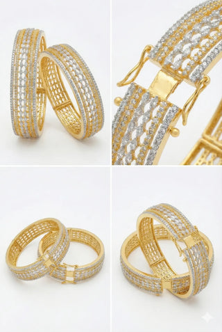 Broad Wedding Wear Openable Two Tone Kada - Nitya